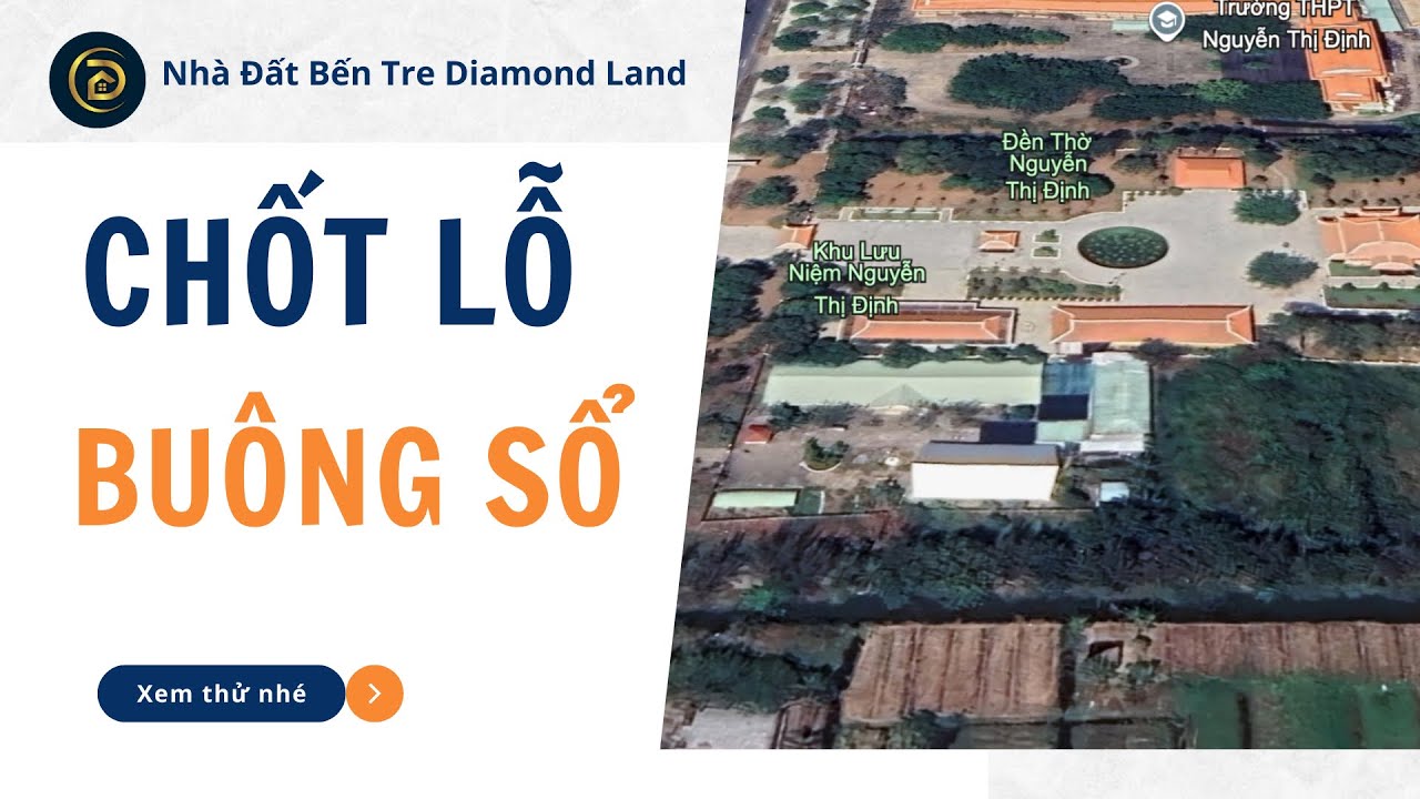 Chốt Lỗ Buông Sổ Nền Biệt Thự 278m² – Thổ Cư 100% | gần trường cấp 3,  Bến Tre