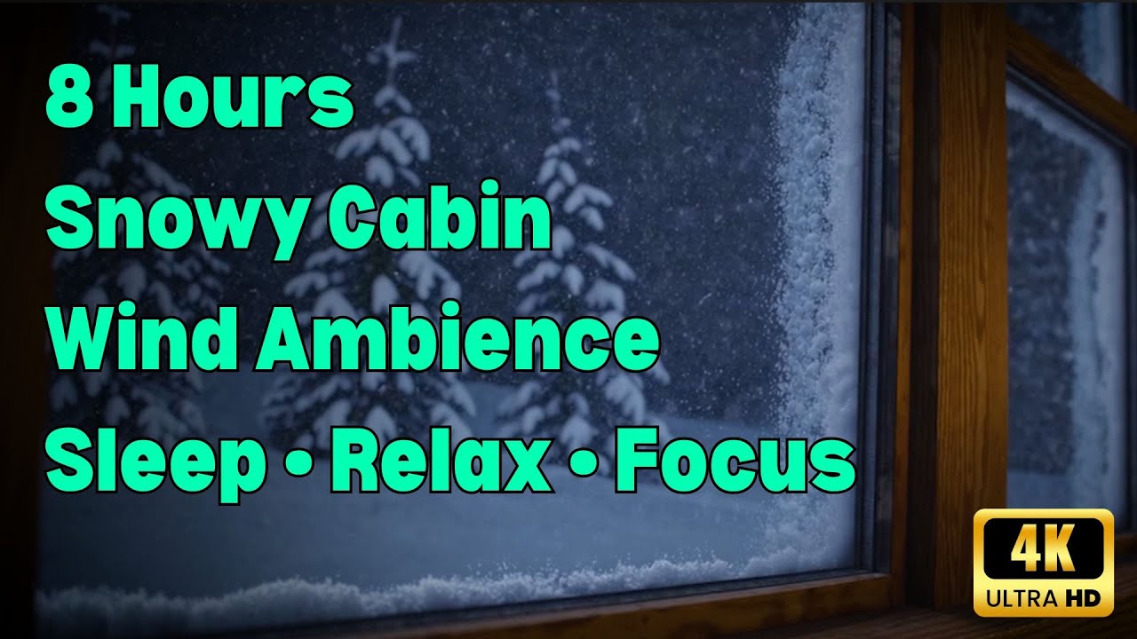 Snowstorm Outside a Cozy Cabin ❄️ 8 Hours of Wind Sounds for Deep Sleep (4K)
