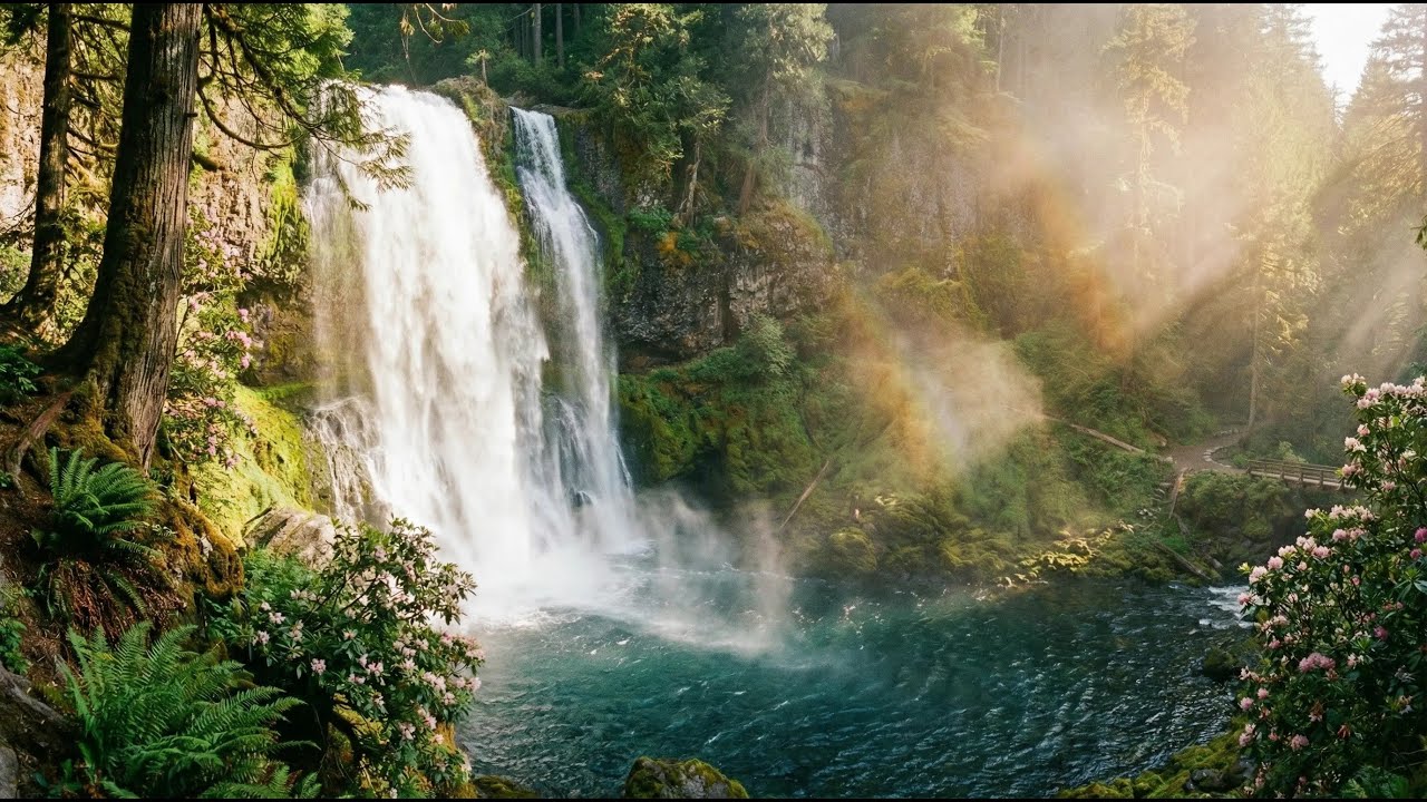Peaceful Waterfall in the Forest | Nature Sounds & Birds