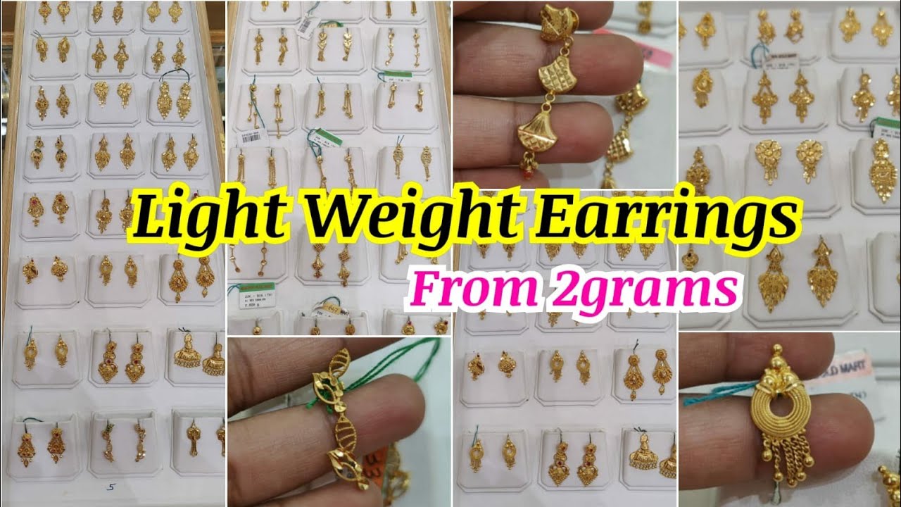 Light Weight Earrings from 2 Grams || Mustafa Gold Mart Earring Collections