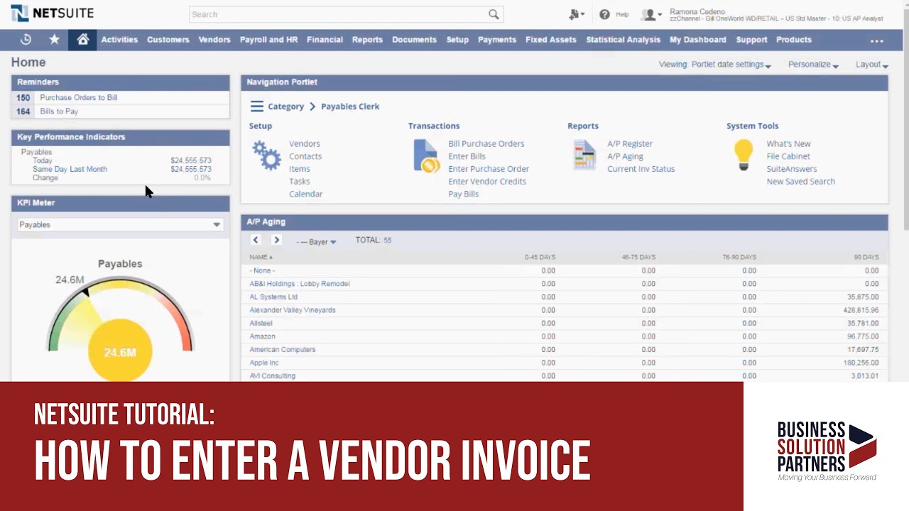 NetSuite Tutorial: How To Enter a Vendor Invoice
