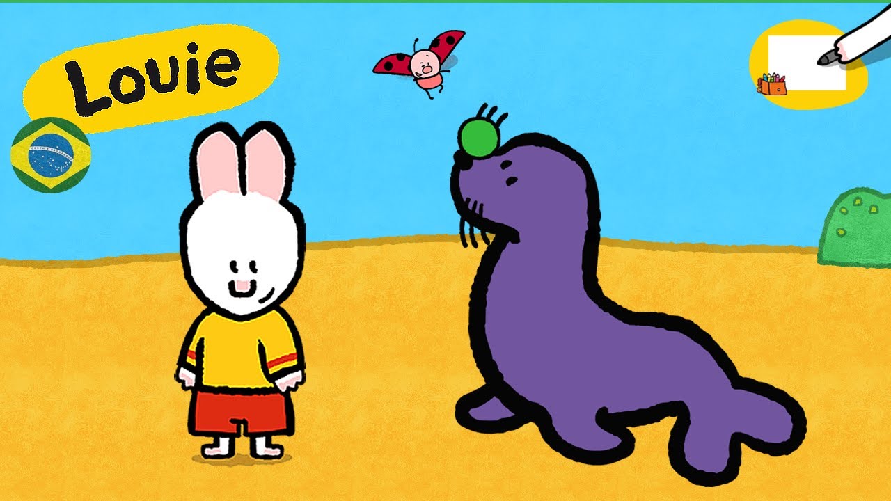 Louie, desenhe me 🎨 ✐ Louie, desenhe um leão-marinho ✐ | Desenhos animados