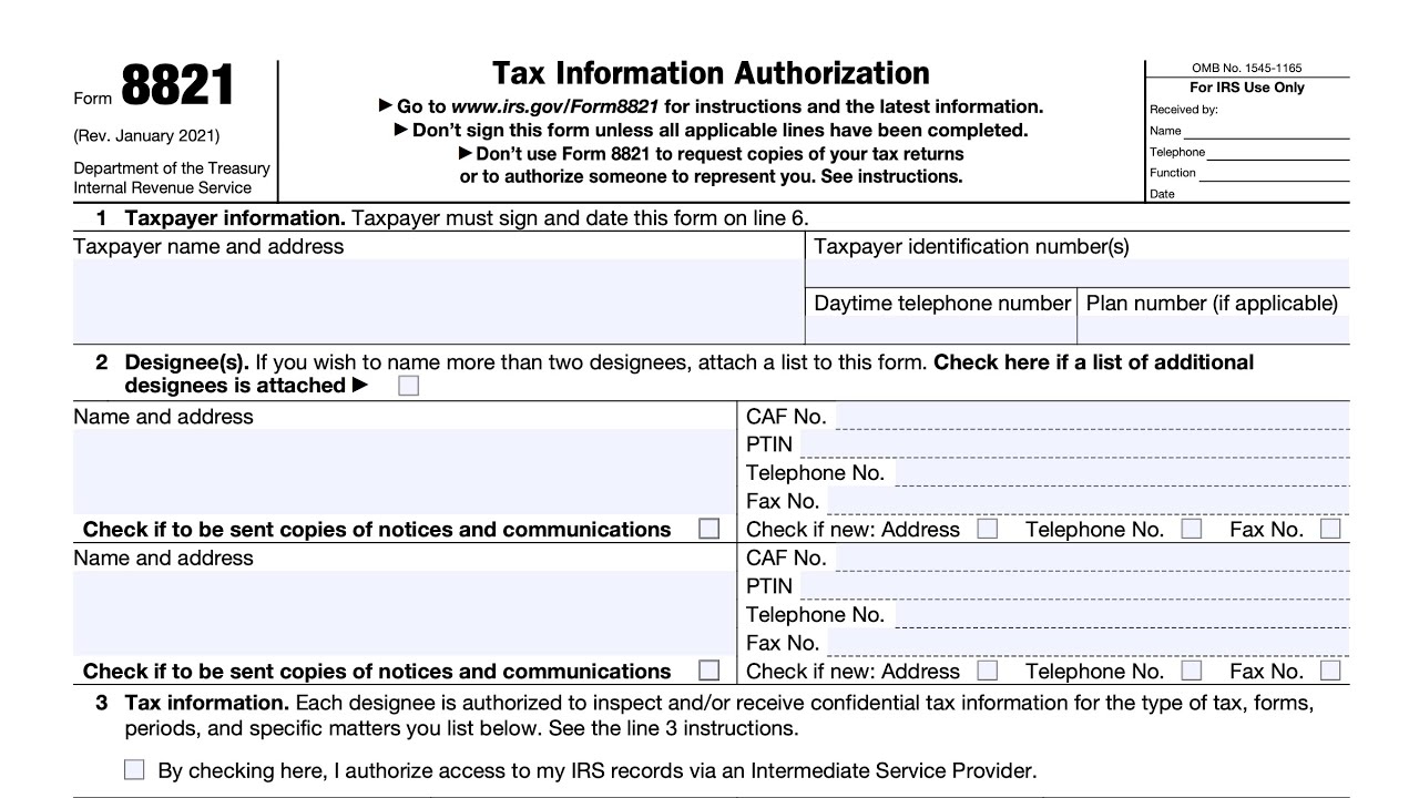 IRS Form 8821 Walkthrough - ARCHIVED COPY - READ COMMENTS ONLY