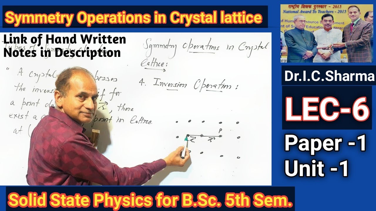 LEC-6 || Symmetry operations in crystal lattice for B.Sc. 3rd Year | Symmetry Operations  B.Sc. 3rd