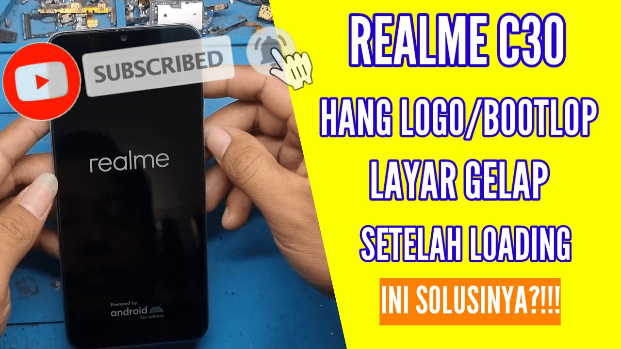 Realme c30 hang logo bootlop blank hitam