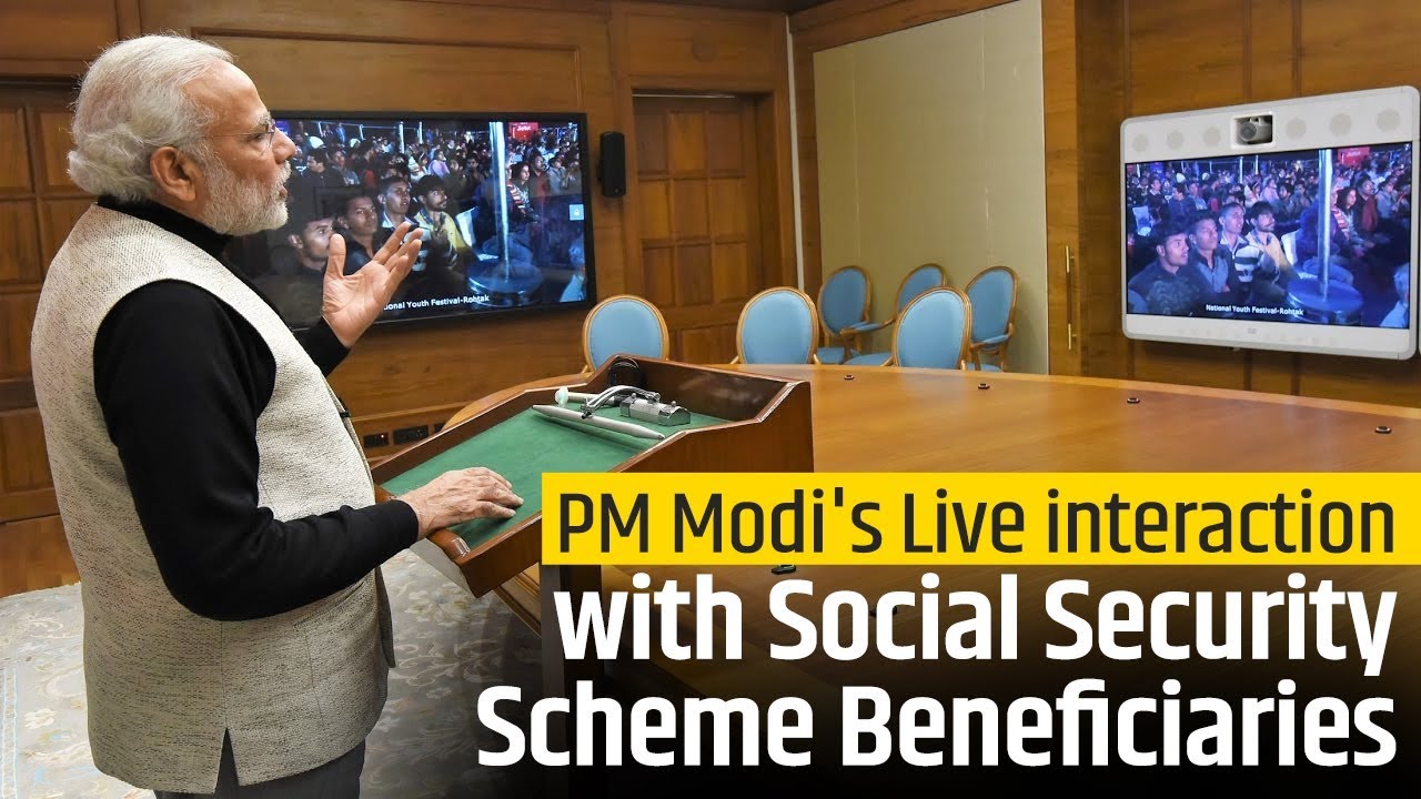 PM Modi interacts with beneficiaries of various Social Security schemes via NM App | PMO