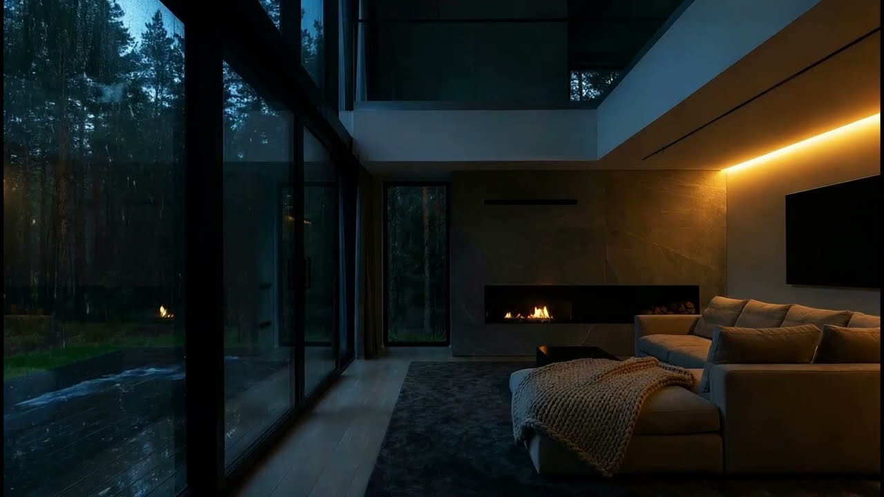Your most cozy evening || Fireplace & The sound of rain