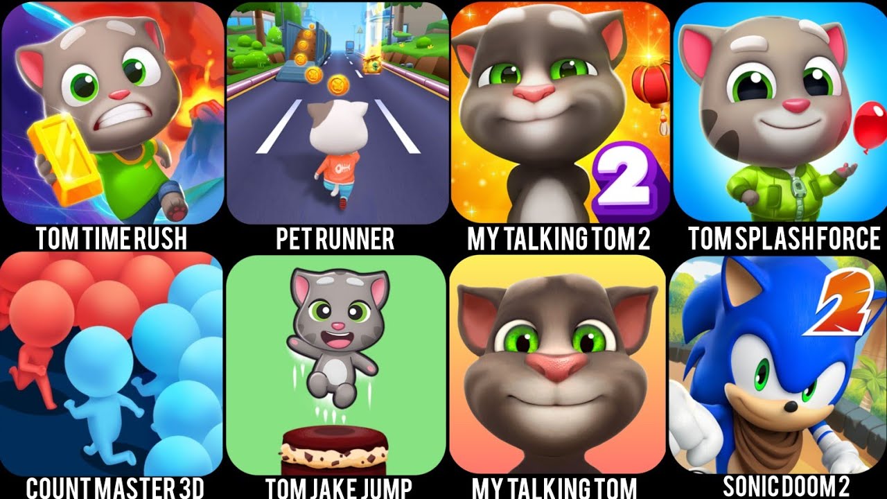 Tom Gold Run,Koolpy Run,Pet Runner,My Tom 2,My Talking Tom Cat,Talking Ginger 2…..