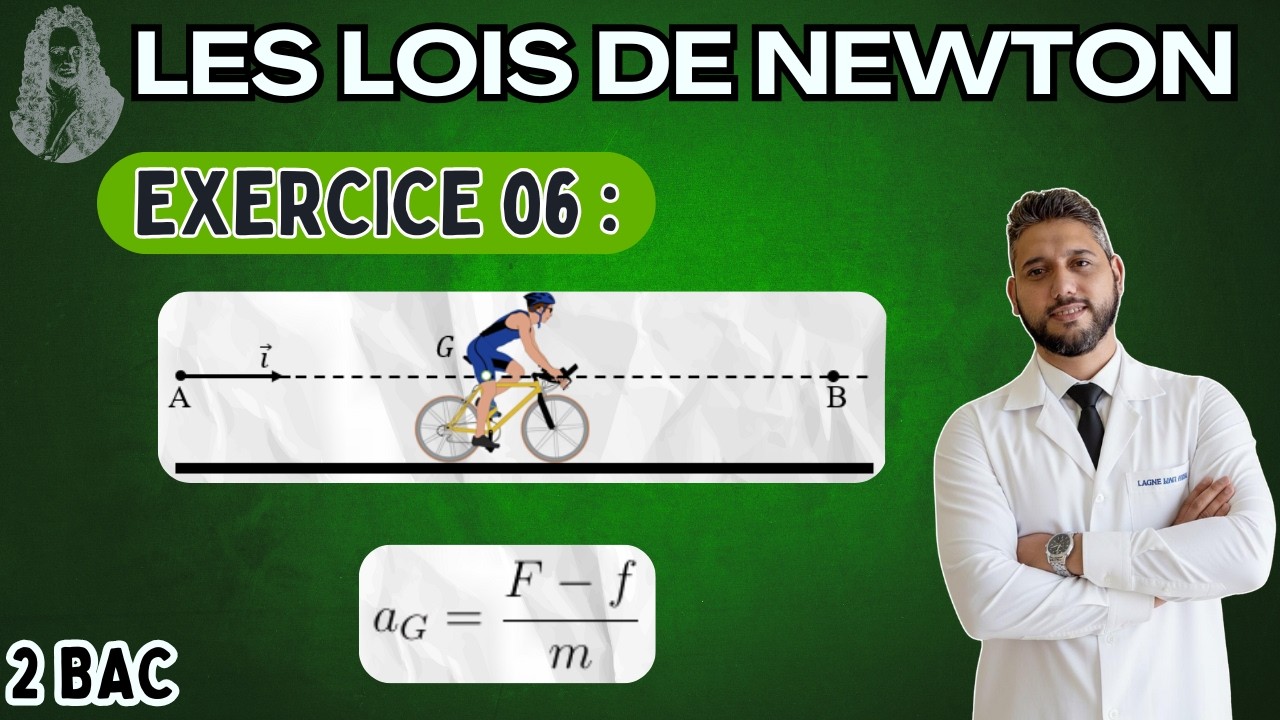Les lois de NEWTON🔸Exercice 06🔸Mécanique🔸2 bac BIOF🔸Prof Mouslim