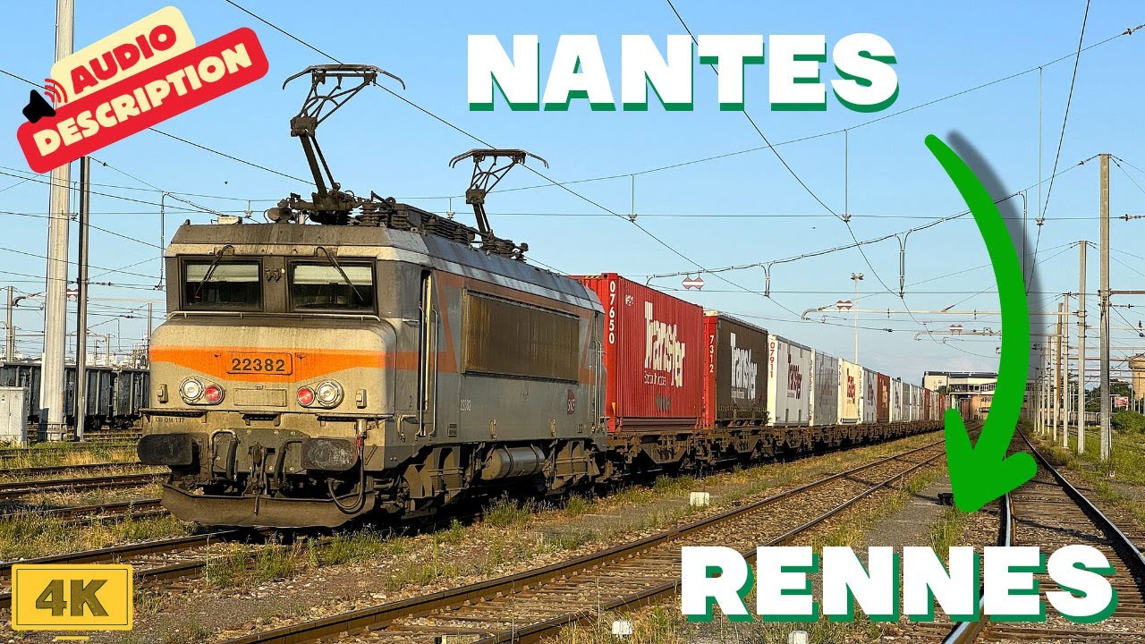 [4K] Voyage en cabine 📢COMMENTÉ📢 entre NANTES et RENNES en BB 22200 à 120km/h !