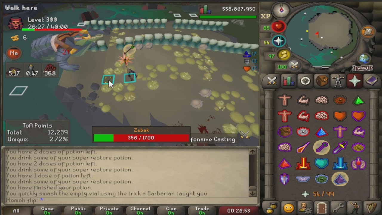 Tumeken's Shadow Zebak (Path level 6 w/ DPS comparison calcs in description)(OSRS)