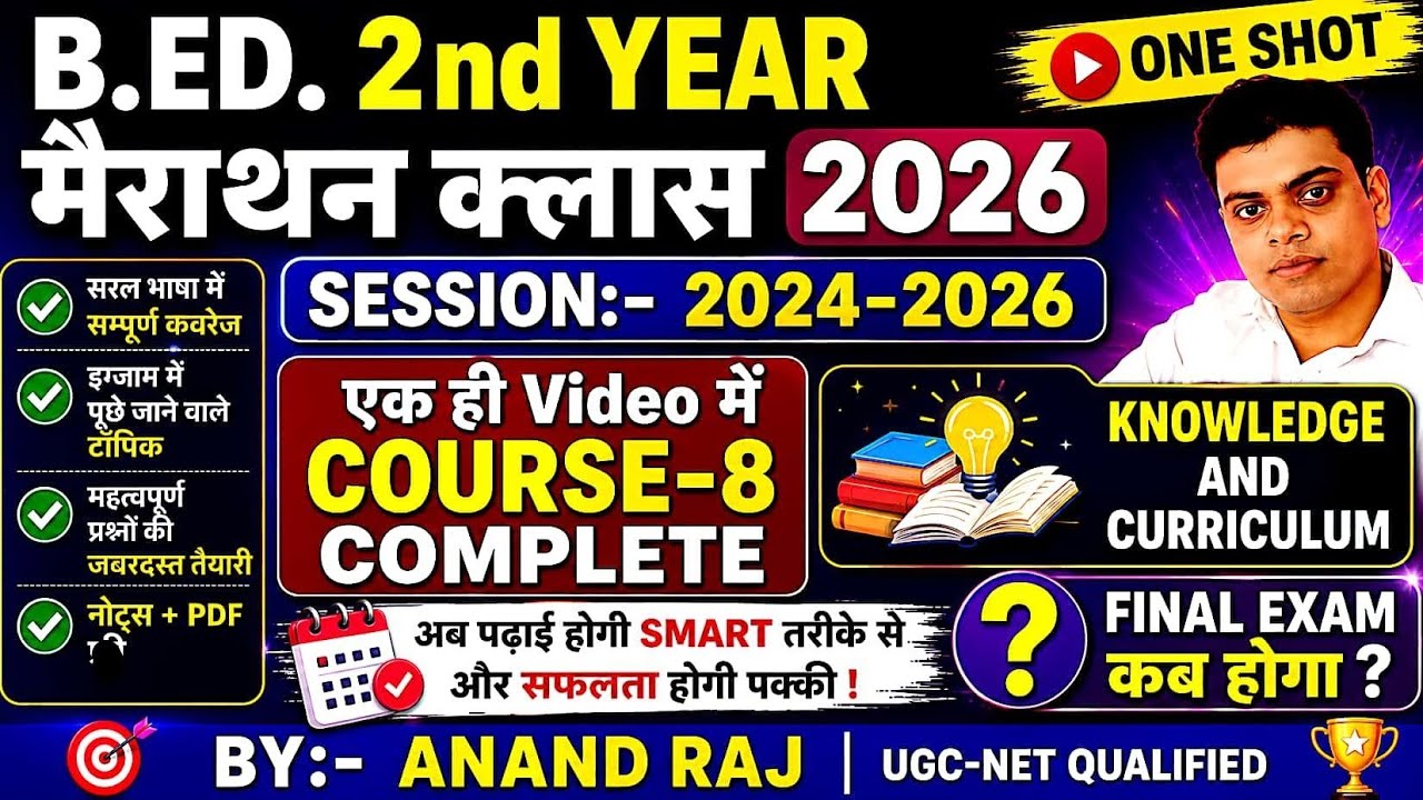 B.Ed.2nd year Mairathan Video 2026 ।। Course-8 Knowledge And Curriculum ।। Bihar University ।। notes