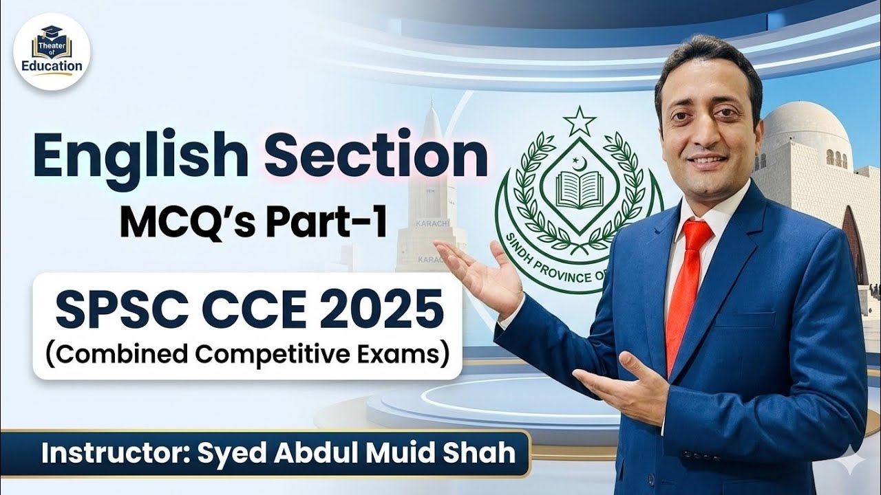 English Section MCQ's Part-1 _ SPSC Combine Competitive Exams (CCE-2025) By Syed Abdul Muid Shah 