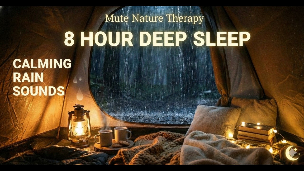 Rain Sounds on a Tent for Deep Sleep & Insomnia 🌧️ Dark Screen Rain Ambience (8Hours) | 텐트 빗소리, 수면유도