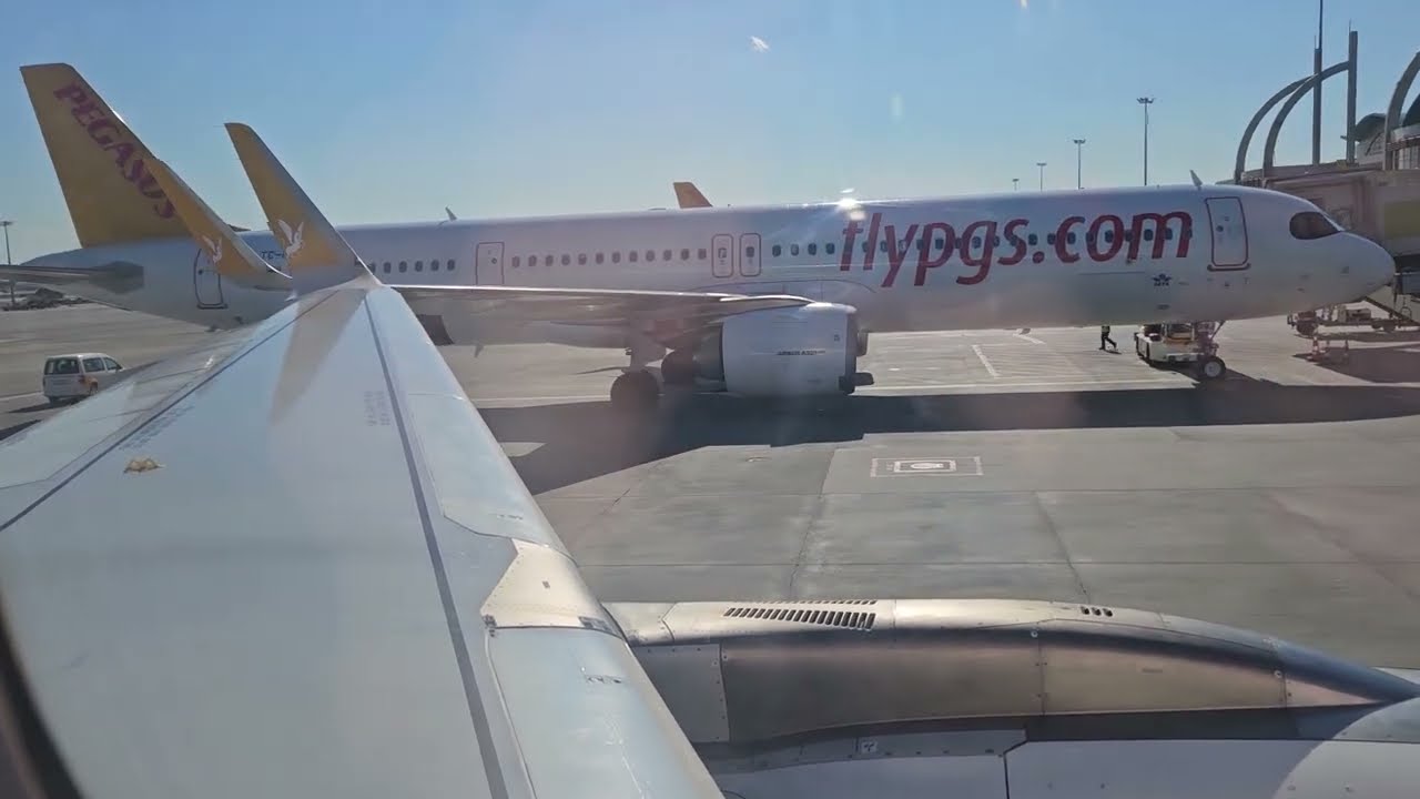 Pushback, Taxi & Take off - Pegasus Airlines Airbus A320NEO (TC-NBF) - Seat 11A
