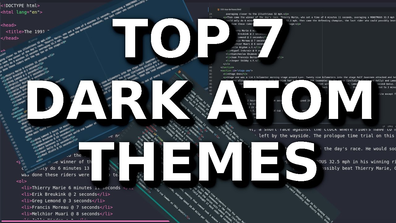 Мои 7 лучших тем оформления для Atom Dark
