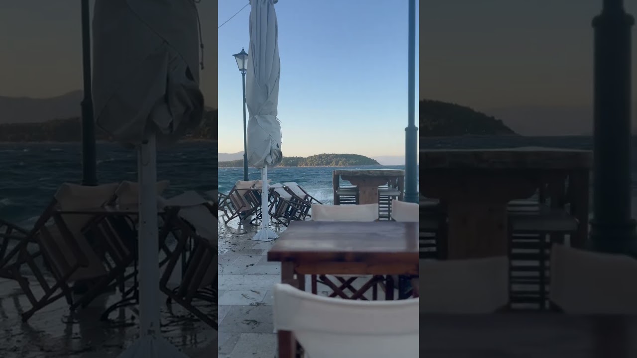 Windy evening on Sea Side Cafe, Corfu #greece #corfu #corfuisland #windy #beachside #europe