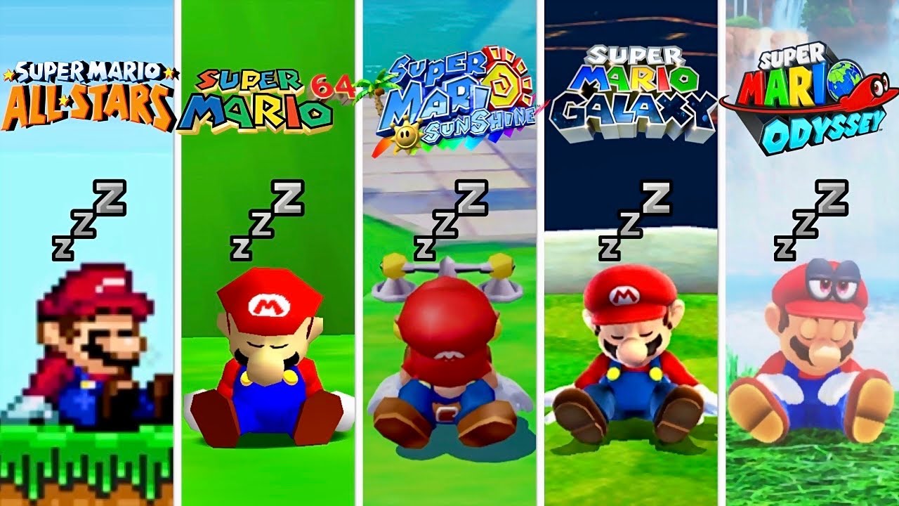 Evolution of Mario Going To Sleep in Super Mario Games - 4K