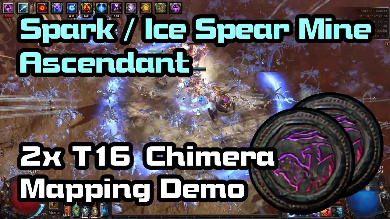 PoE 3.6 | 2x T16 Chimera Mapping Demo - Spark / Ice Spear Mine Ascendant