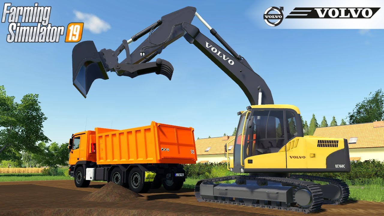 Farming Simulator 19 - VOLVO EC160 Crawler Excavator Digging Dirt And Loads Into A Dump Truck