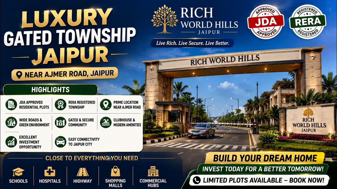 🌳 Luxury Gated Township Jaipur | JDA RERA Approved Plots Near Ajmer Road 🏡 | Rich World Hills Jaipur