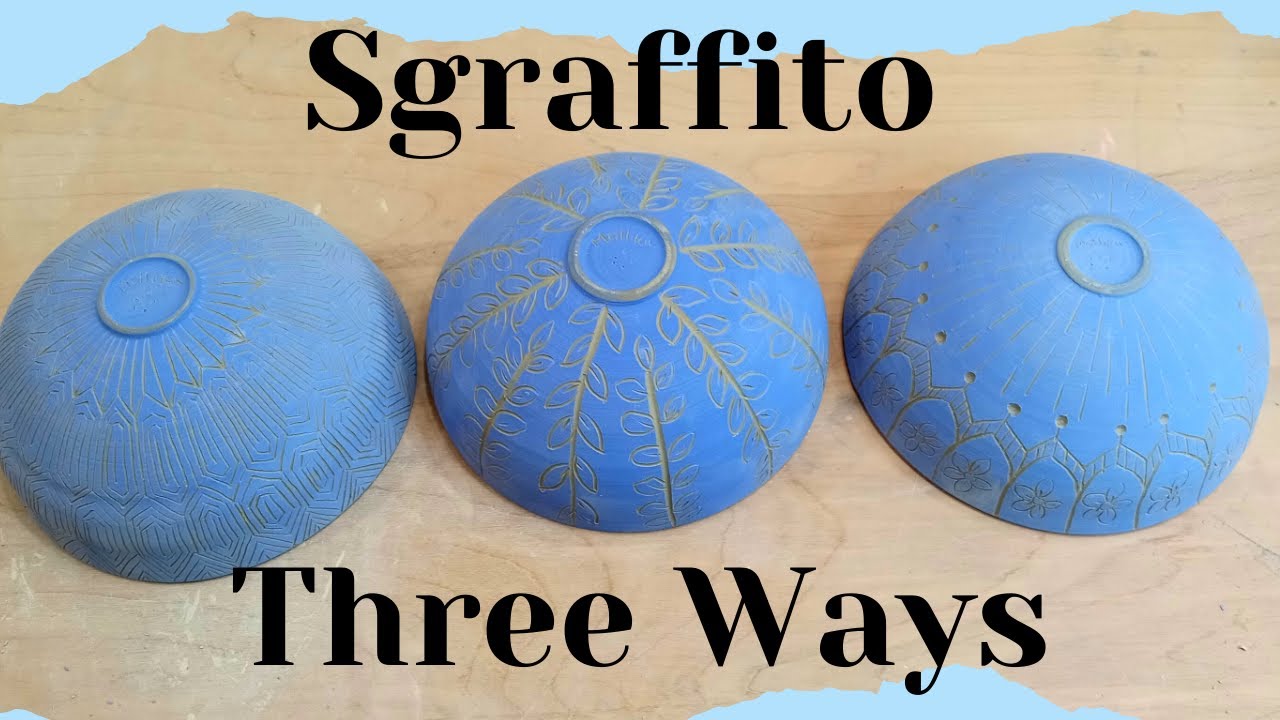 Three different awesome sgraffito patterns!- relaxing pottery carving