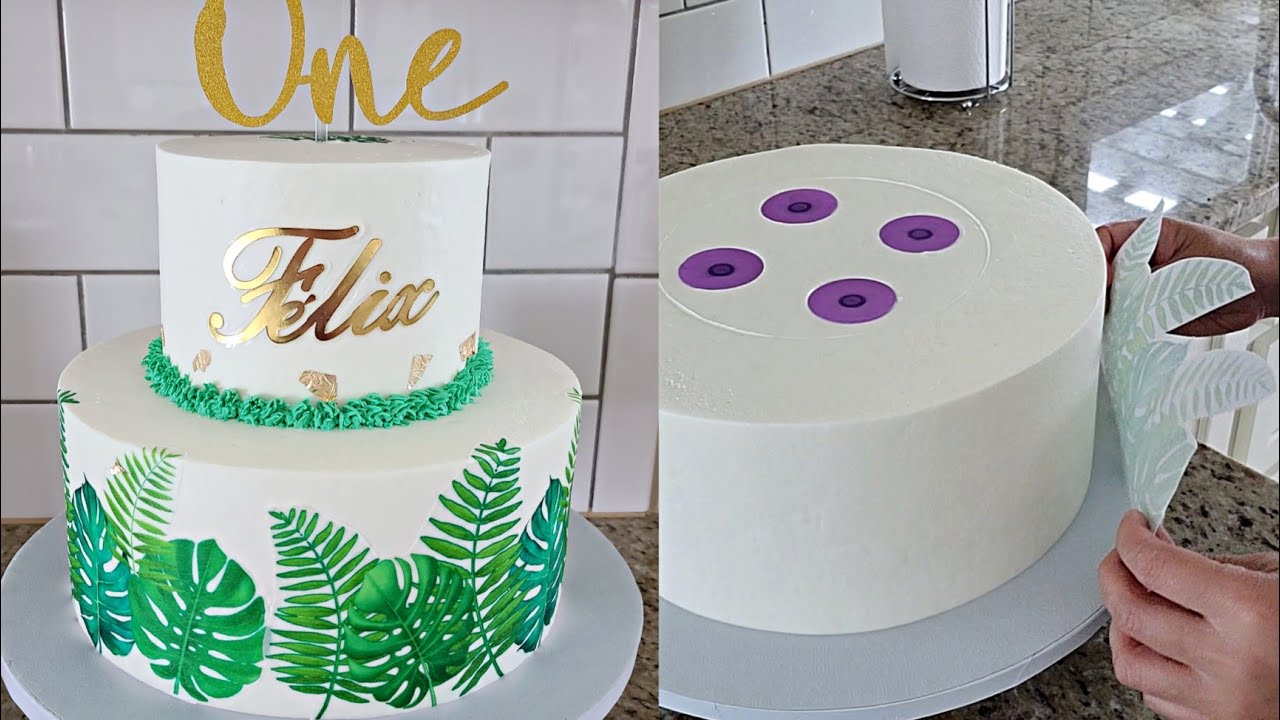 Pastel en chantilly con hojas tropicales en papel arroz, Mis pasteles mis postres Normi