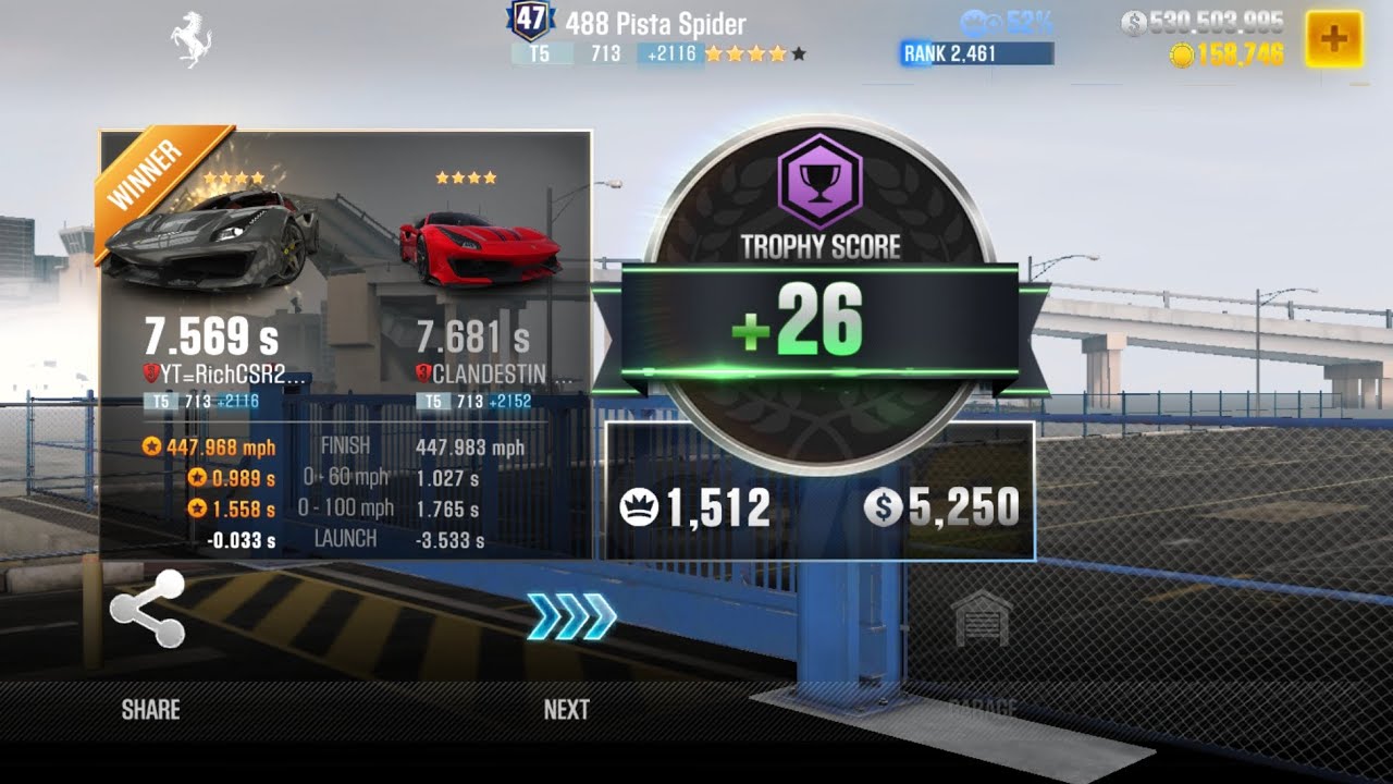 CSR2 | Season 215 | Elite Showdown | Ferrari 488 Pista Spider Level 47 | Top 1000 |