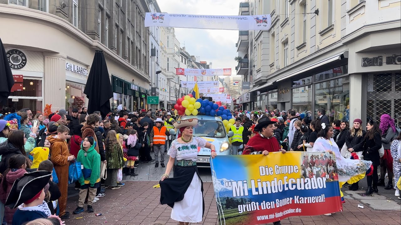 Bonn Karneval 2024 Mi Lindo Ecuador feiert die Farben Ecuadors | El Carnaval se celebró en Alemania