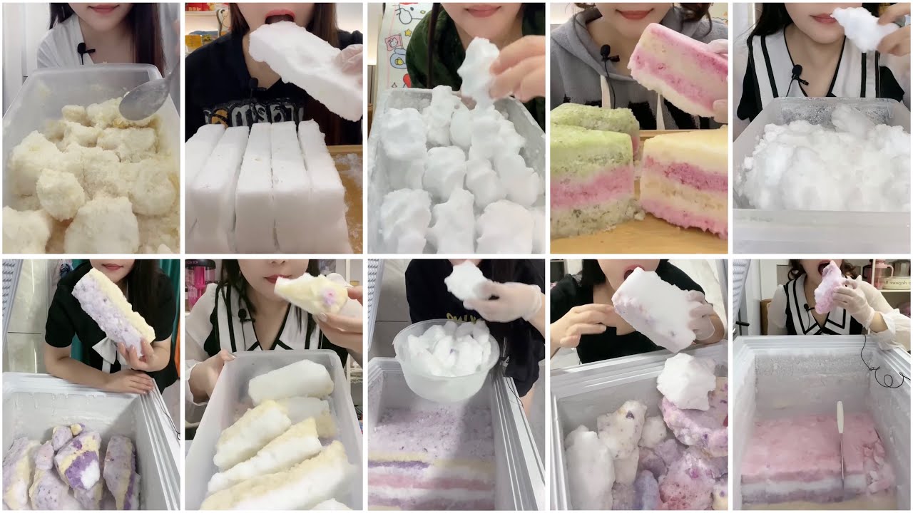 ICE QUEEN SQUEAKY FREEZER FROST ONLY BITES ASMR / ICE EATING VIDEO COMPILATION