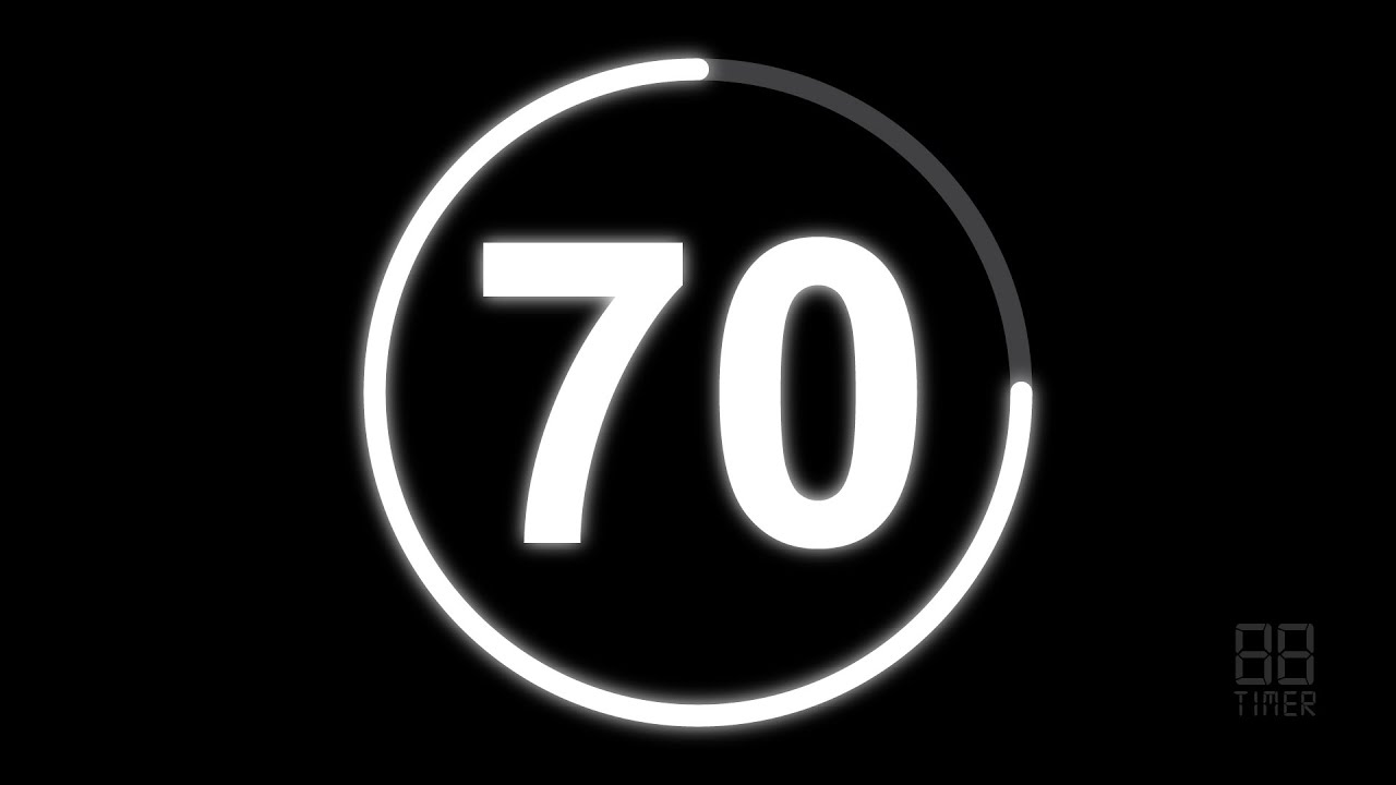 70 Second Countdown Timer with clock Ticking sound & Finish alarm beep #timer #clock #countdown