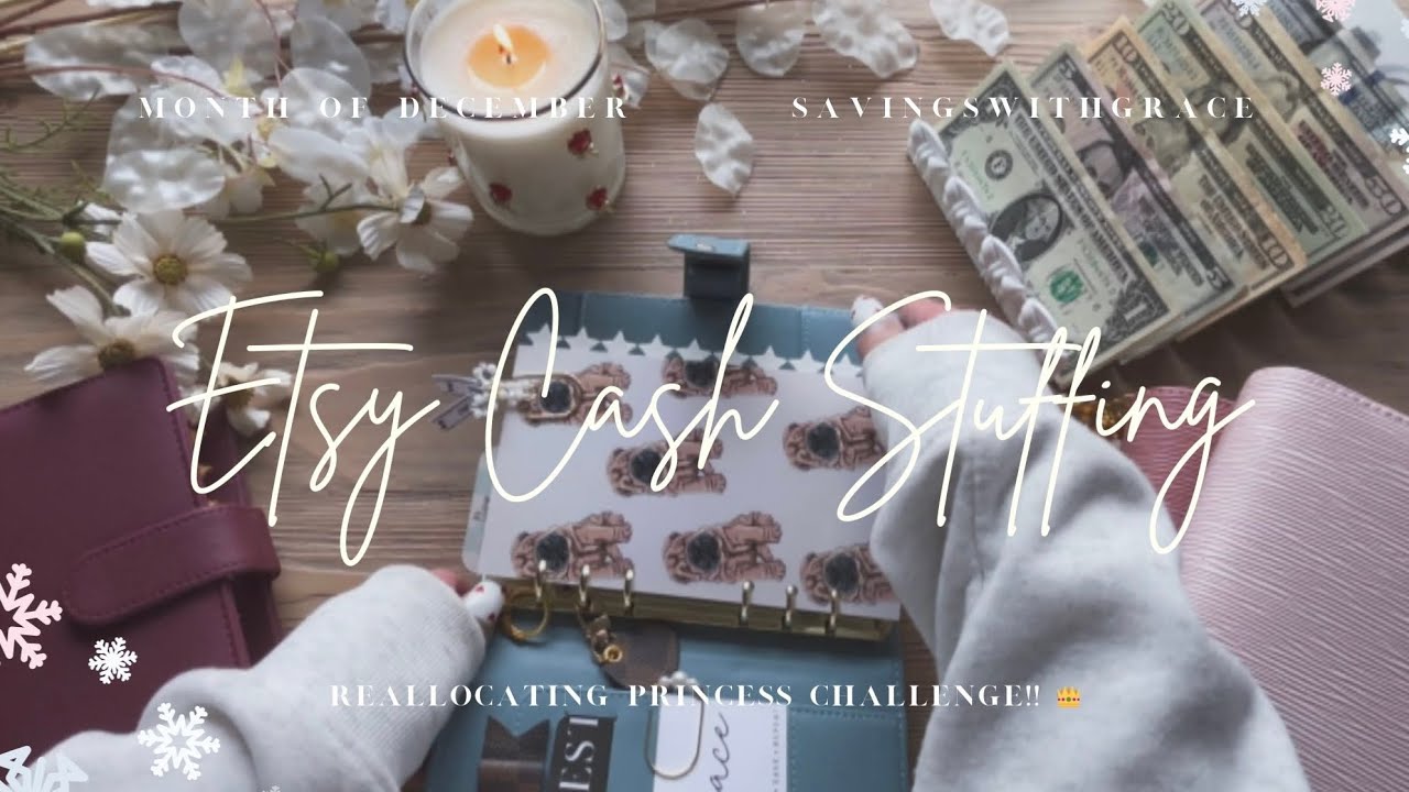 ETSY CASH STUFFING | Reallocating Princess Challenge 🥰 Month of Dec #cashbudgeter #money 