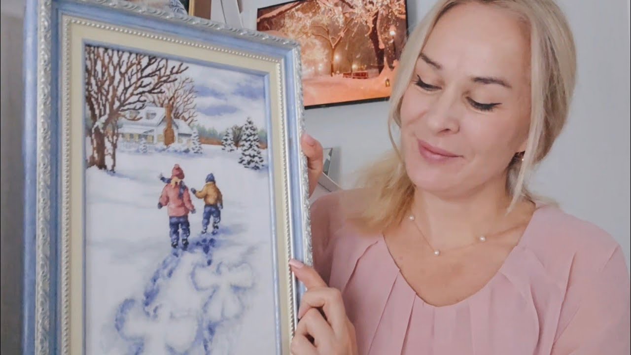 9. Правильный подвес на картину. Зимняя тематика вышивки. 
