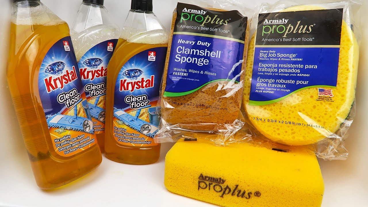 ASMR Sponge Squeezing 💛 ARMALY PROPLUS SPONGES 🧡 Krystal Floor Cleaner