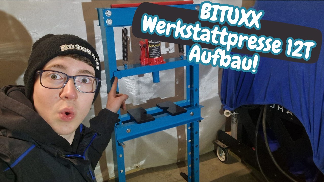 BITUXX Werkstattpresse 12T blau Aufbau | Werkstatteinrichtung