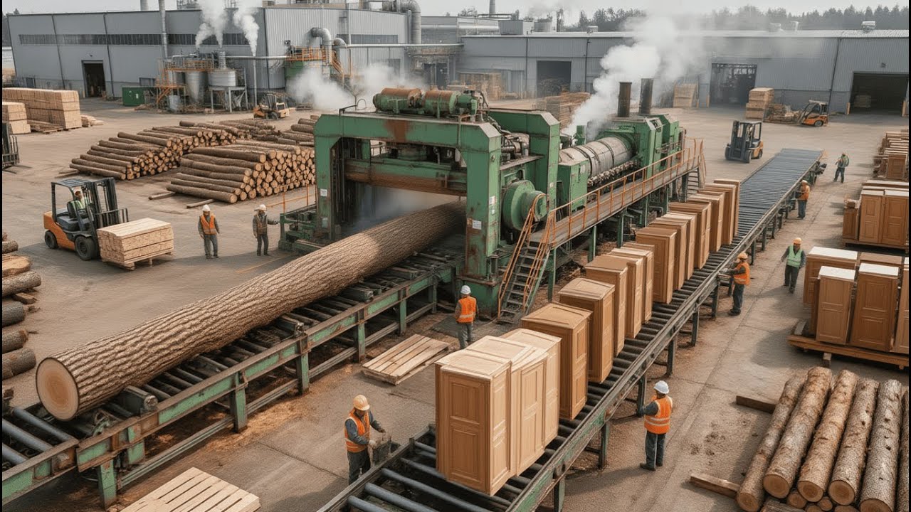 Inside the Modern Sawmill Factory – How Logs Become Premium Wooden Doors in Automated Line