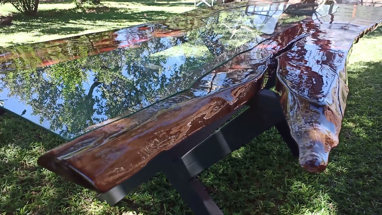 Live Edge Glass River Table 260cm