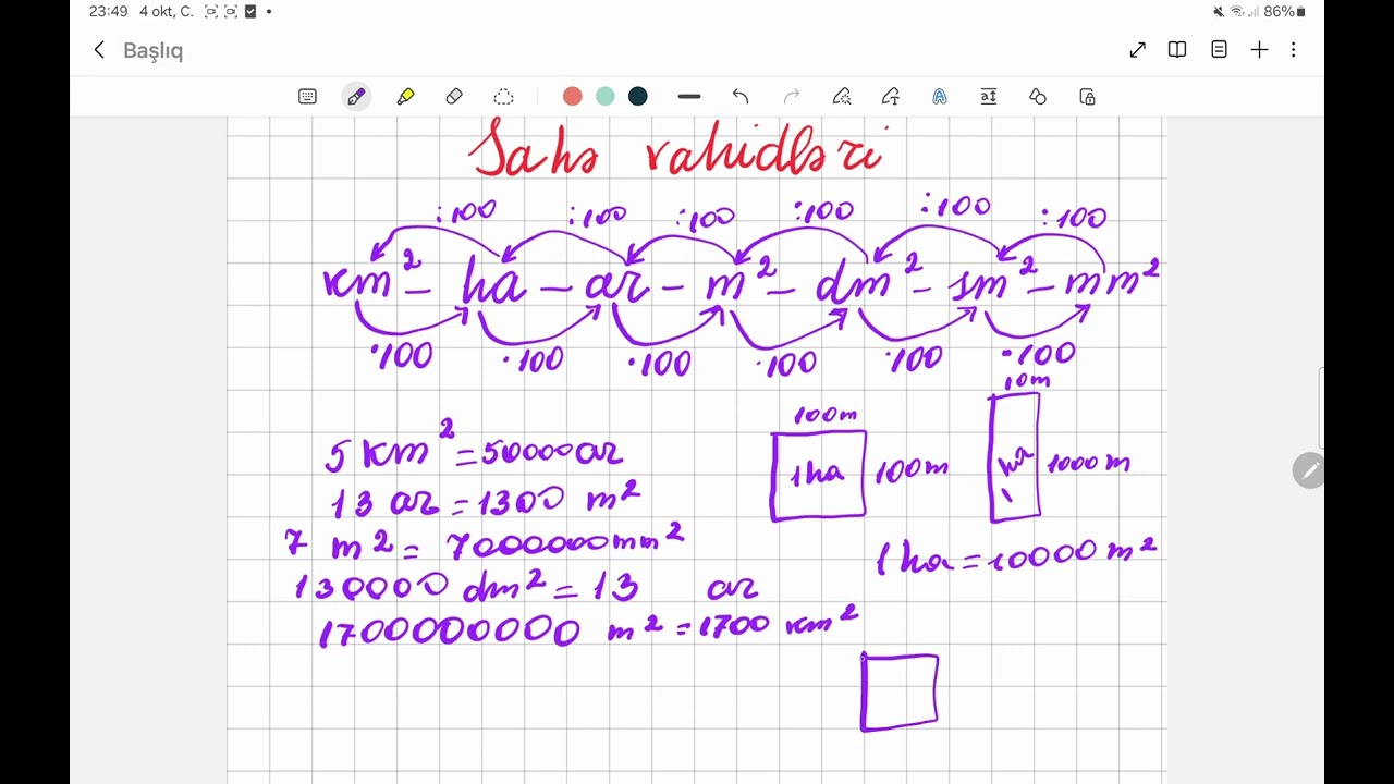 Sahə vahidləri.