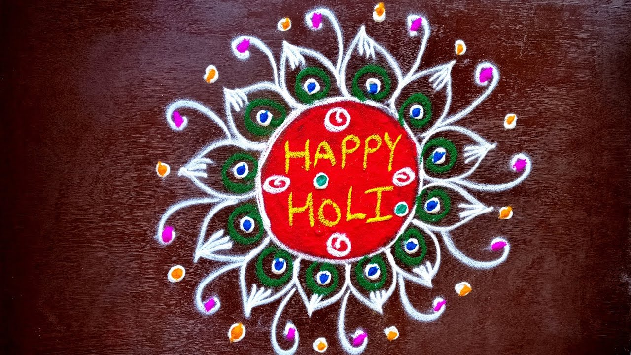 Easy Holi Rangoli Design 2026 | Simple Colorful Rangoli for Beginners | Holi Special Kolam Muggulu 