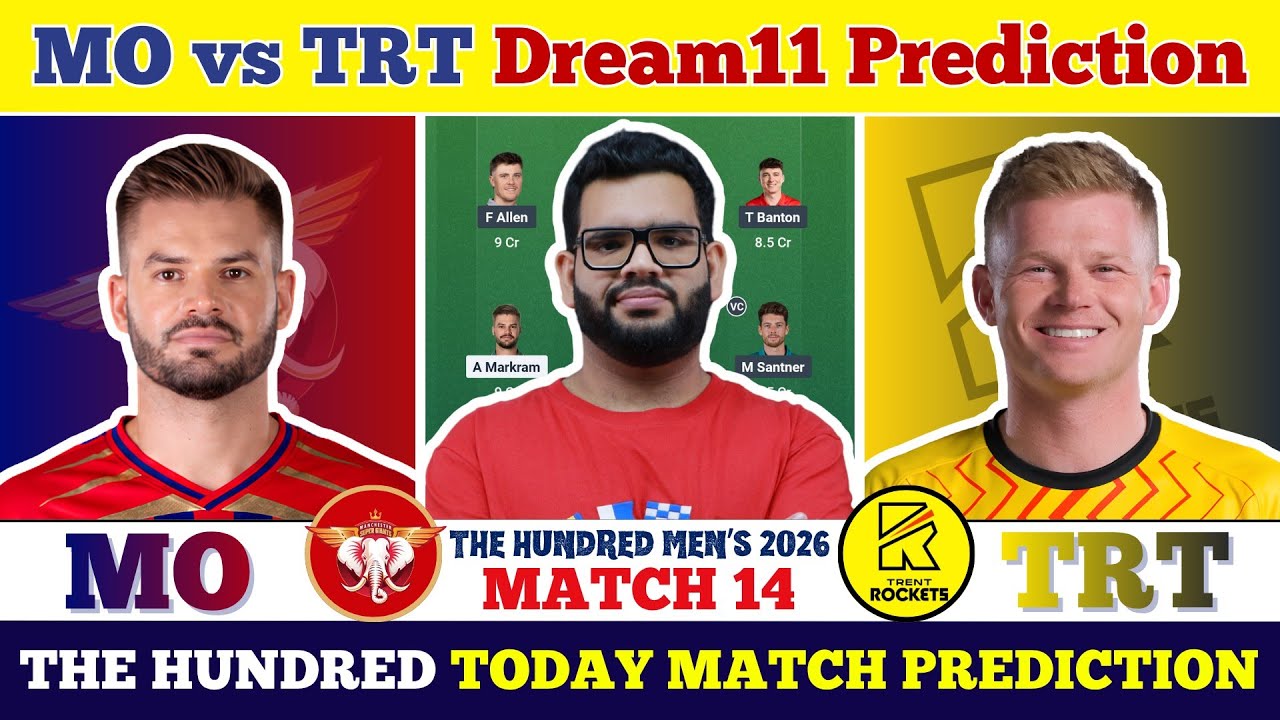 MO vs TRT Dream11 Prediction| MO vs TRT Today Match Prediction| The Hundred Men's 2026 Match 14