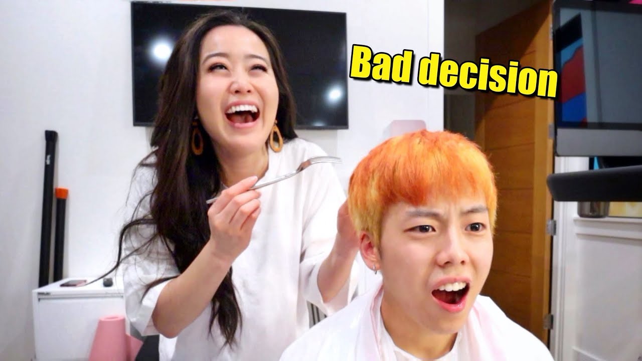 we tried BLEACHING + DYEING his hair PURPLE at 3am *bad decisions