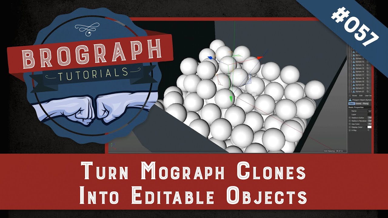 Brograph Tutorial 057 - Turn Mograph Clones into Editable Objects