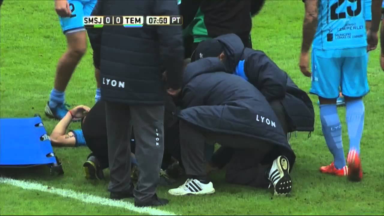 Dura lesión de Chimino. San Martín 0 Temperley 0. Fecha 14. Primera División 2016