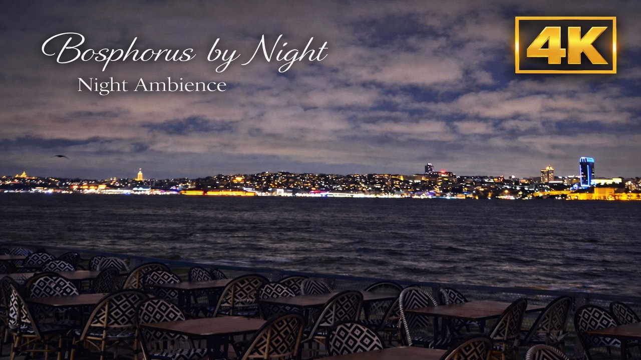 Calm Night by the Sea 🌙 Istanbul Bosphorus Ambience (Real Sound)