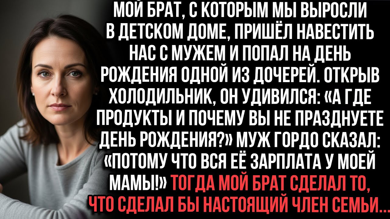 брат открыл холодильник:«А где продукты?»Муж гордо сказал: «Потому что вся её зарплата у моей мамы!»