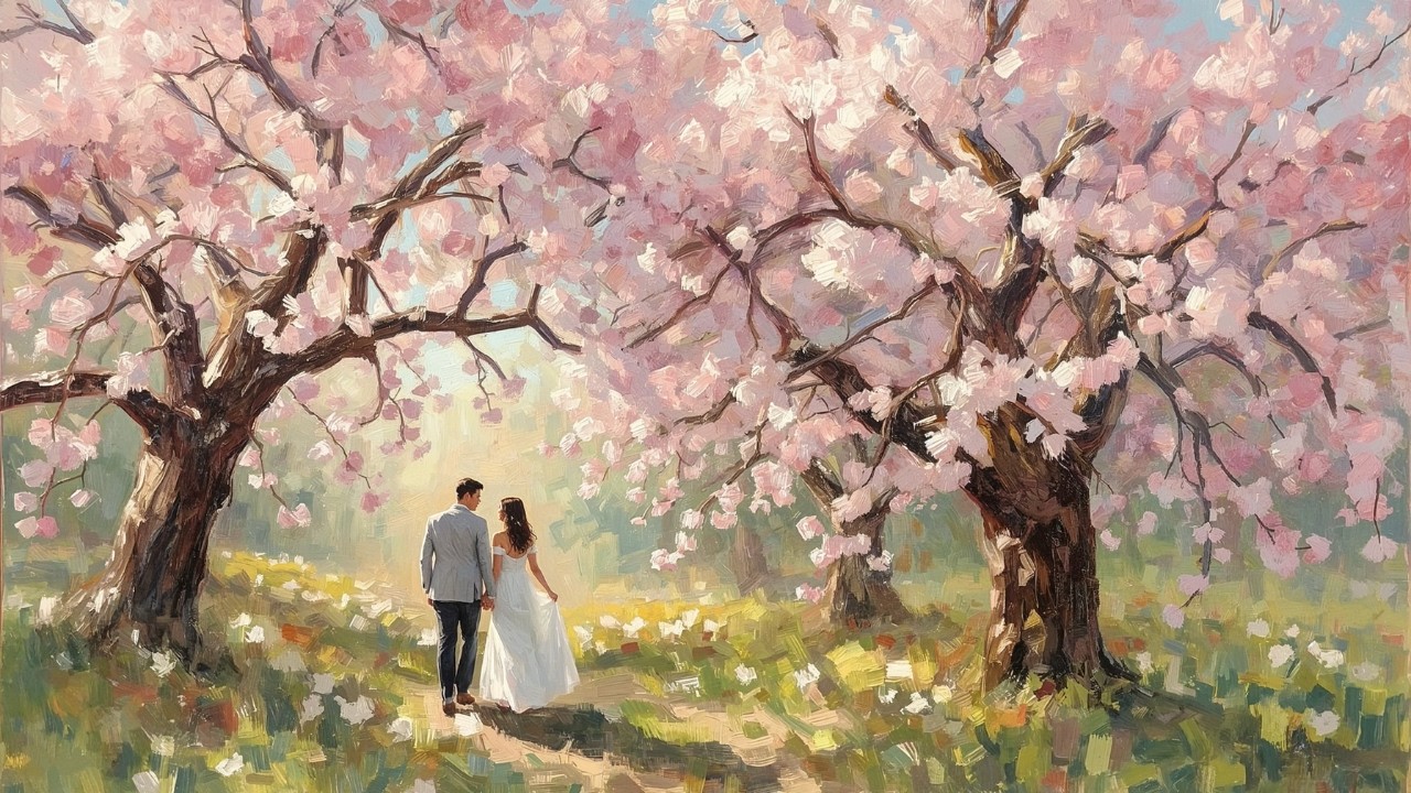 [piano playlist] a gentle romance under blooming cherry trees | romantic art, cottagecore