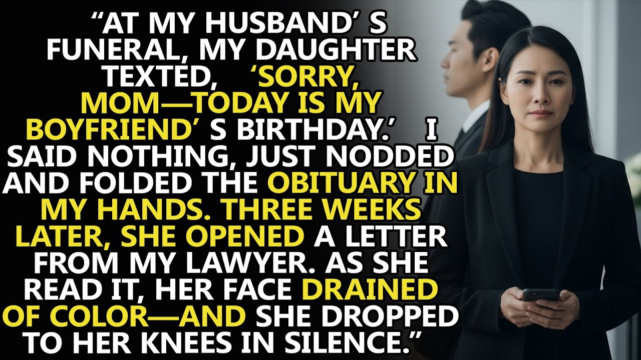 At my husband’s funeral, my daughter texted “Sorry, Mom — today is my boyfriend’s birthday ”I simply