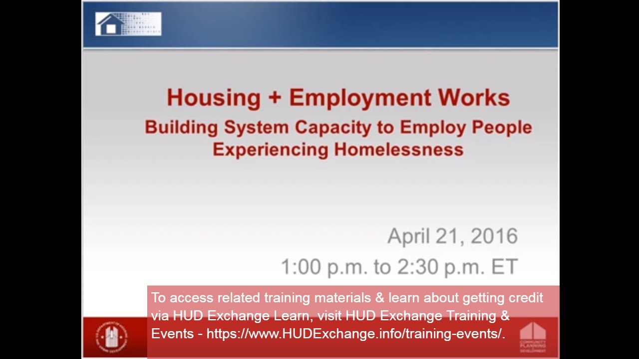 Building System Capacity to Employ People Experiencing Homelessness - 4/21/16