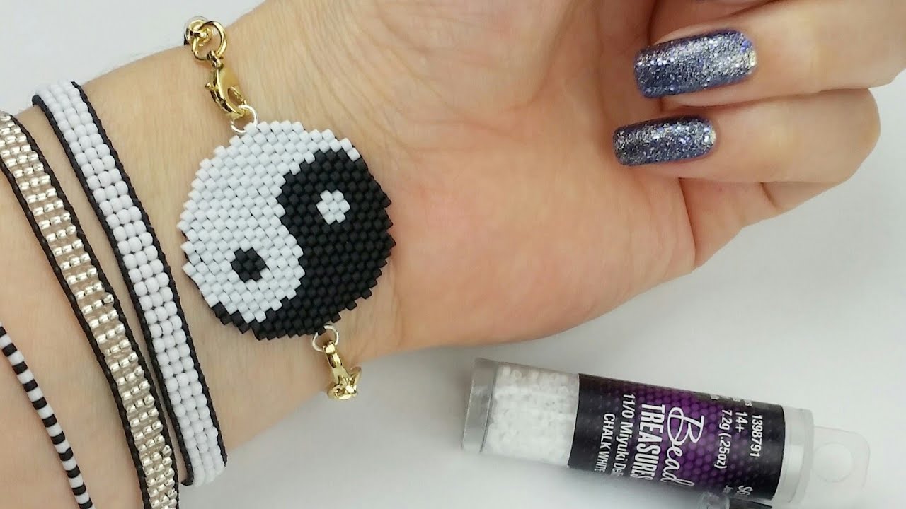 YIN YANG PULSERA/PULSERA DE MIYUKI DELICAS/BRICK STITCH
