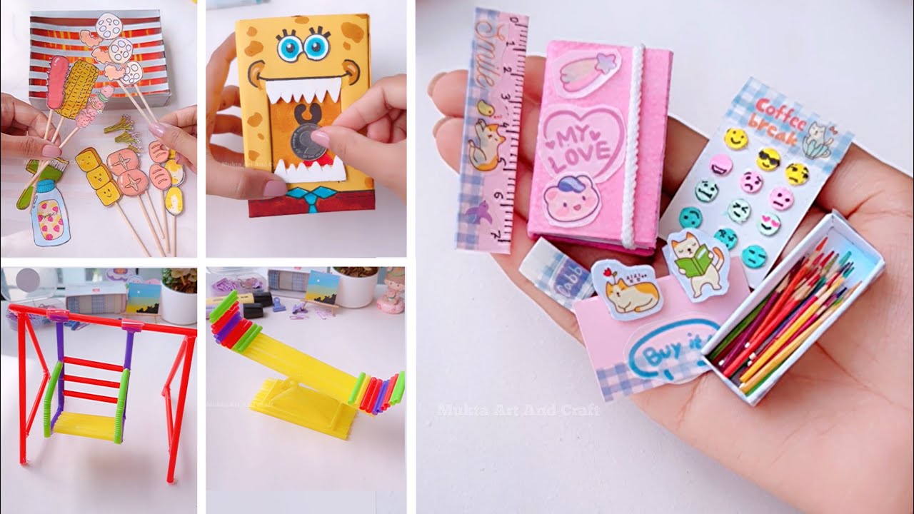 DIY easy paper craft ideas when you&rsquo;re bored | school supplies | Coins Bank | miniature paper craft